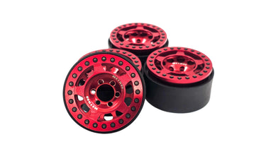 Vanquish Method 105 Red Aluminum Bead Lock Wheels Set of 4 w/ Spyder Bead Lock Rings & Scale Hardware