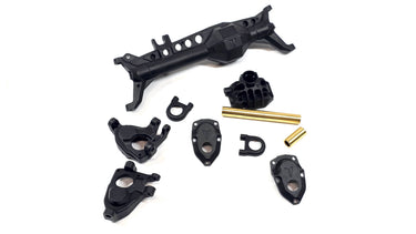 Vanquish F10 Plastic Front Portal Housing w/ Steering Knuckles, Brass Tubes, 3RD Member, Bearing Caps