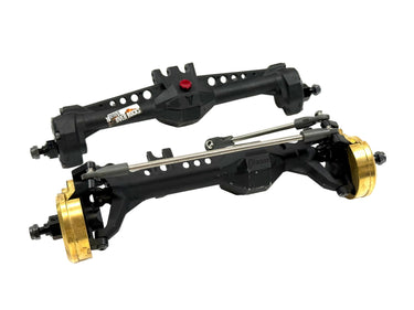 Fully Built Vanquish F10 Portal Axle Set w/ Aluminum Housing & Brass Portal Covers