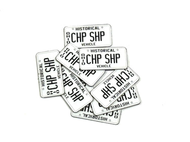 Placa de matrícula histórica "CHP SHP" de Ohio, de metal a escala RC Chop Shop - Individual