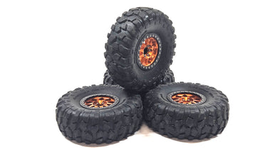 2.2 Aluminum Orange Bead Lock Wheels w/ Dry Rot Axial BFG Krawler Tires
