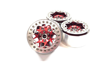 2.2 Red/ Silver Aluminum Bead Lock Wheels w/ Hubs