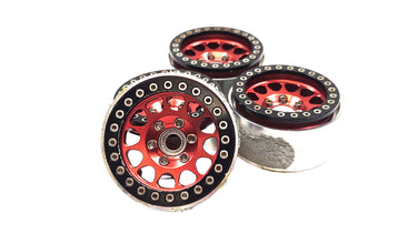 1.9 Aluminum Bead Lock Wheels w/ Hubs (Red)