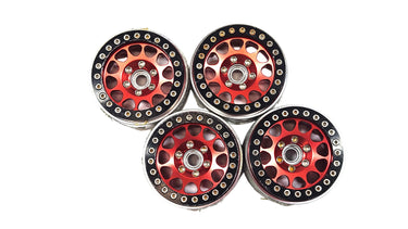1.9 Aluminum Bead Lock Wheels w/ Hubs (Red)