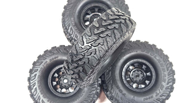 Vanquish 1.9 4.75 Yokohama GeoLander Scale Tires w/ Blue Silicone Tire Inserts (Vented)