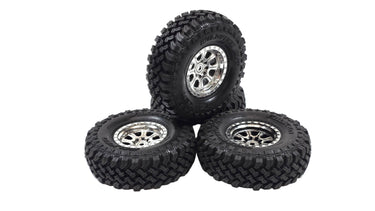 Axial 1.9 Falken Wildpeak M/T Tires Glued to Chrome Wheels 12mm Hex