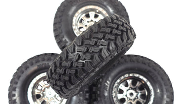 Axial 1.9 Falken Wildpeak M/T Tires Glued to Chrome Wheels 12mm Hex