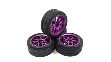1/10 On-Road Aluminum 12mm Hex Wheels w/ Grip Tires