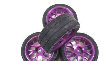 1/10 On-Road Aluminum 12mm Hex Wheels w/ Grip Tires