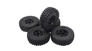 Set of 5 1.3 Crawler Tire Rock Terrain Scale Mini Tires & Wheels (Un-Glued)