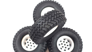 RC4WD 1.55 Mud Thrasher Scale Tires w/ 1.55 Steelie Wagon Wheel Style Bead Locks 12mm Hex