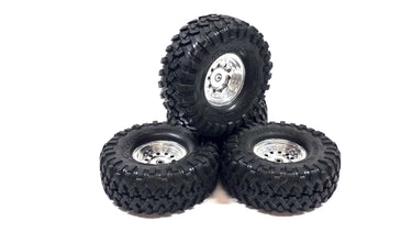 Traxxas TRX4 1.9 Canyon Trail Tires Glued To Plastic Chrome Wheels Set of 4