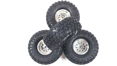 Traxxas TRX4 1.9 Canyon Trail Tires Glued To Plastic Chrome Wheels Set of 4
