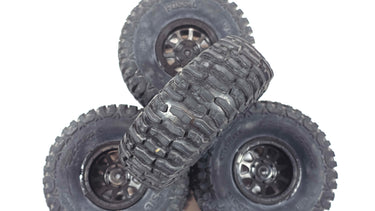 1.9 4.75 Duratrax Fossil Tires Glued To Plastic Wheels Set of 4