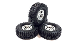 1.9 Axial Mickey Thompson Baja Boss Scale Tire Set w/ Chrome Plastic Bead Lock Wheels w/ Scale Wheel Nut Covers