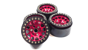 1.9 Red Aluminum Scale Bead Lock Wheel Set of 4 w/ Hubs