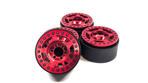 Vanquish Method 105 Red Aluminum Bead Lock Wheels Set of 4 w/ Spyder Bead Lock Rings & Scale Hardware