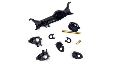 Vanquish F10 Plastic Front Portal Housing w/ Steering Knuckles, Brass Tubes, 3RD Member, Bearing Caps