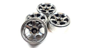 Injora 6 Spoke Bead Lock Wheels Set of 4 w/ Brass Hubs (Missing Some Hardware)