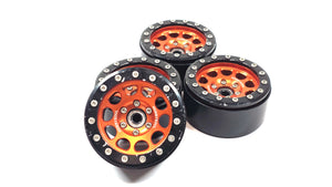 Hobby Soul 1.9 Orange Aluminum Bead Lock Wheels w/ Hubs