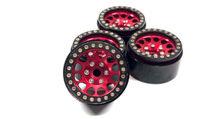 1.9 Red Aluminum Bead Lock Wheels Set of 4 w/ Hubs