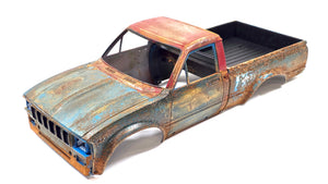 Custom Painted Weathered Look RC4WD Trail Finder 2 1/10 1982 Toyota Pickup Body
