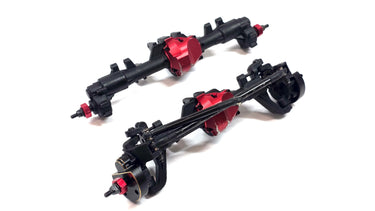 RedCat Ascent Fusion Portal Axle Set w/ Red Aluminum Diff Covers, Brass Front Portal Covers & Steering Links