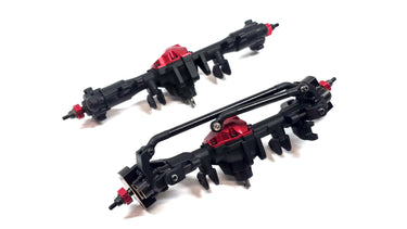 RedCat Ascent Fusion Portal Axle Set w/ Red Aluminum Diff Covers, Brass Front Portal Covers & Steering Links