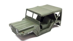 Army Green Military Flat Fender Jeep Hard Body w/ Soft Top & Interior (Damaged A Pillar)