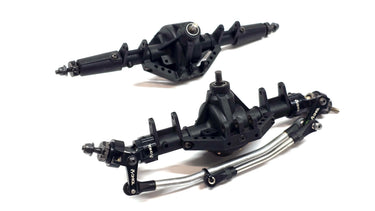 OG Axial SCX10 Front & Rear Straight Axles w/ SSD RC Housings, Aluminum Knuckles, C-Hubs & Stainless Steering Links