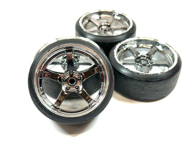 MST Chrome 5 Spoke Drift Wheels & Tires +2 & 0 Offset