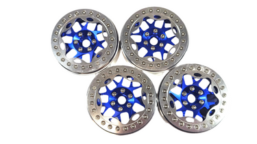 2.2 Blue / Silver Aluminum Bead Lock Wheels w/ Hubs