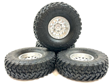 Stock Axial 1.9 Nitto Trail Grappler M/T Tires Glued To Plastic Bead Lock Wheels