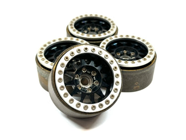 HEAVY 1.9 Aluminum & Brass Bead Lock Wheels w/ Hubs