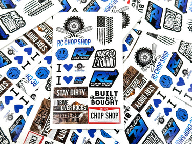 The RC Chop Shop Scale Sticker Sheet (Various Colors)