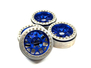 2.2 Narrow Aluminum Blue Bead Lock Wheels Set of 4 (No Hubs)