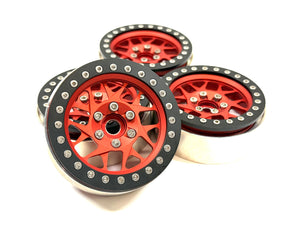 Red 2.2 Aluminum Bead Lock Wheels Set of 4 w/ Hubs