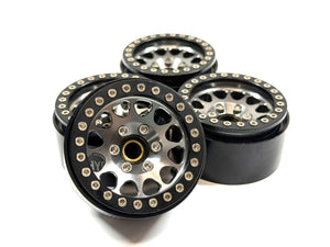 Injora 1.9 Aluminum Bead Lock Wheels Set of 4 w/ Brass Hubs