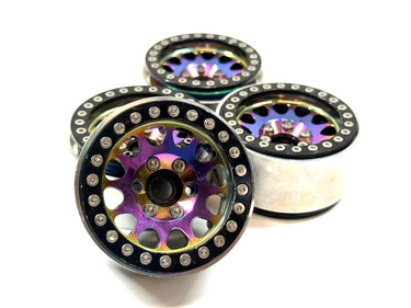 1.9 Aluminum Neo Chrome Style Bead Lock Wheels Set of 4 w/ Hubs