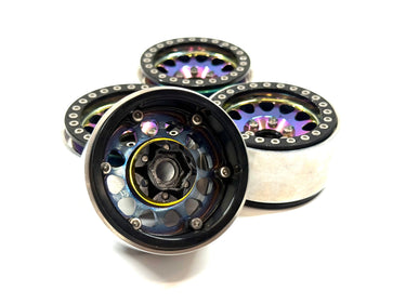 1.9 Aluminum Neo Chrome Style Bead Lock Wheels Set of 4 w/ Hubs