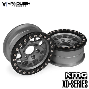New Vanquish Products KMC XD127 Bully 1.9" Beadlock Crawler Wheels (Grey) (2)
