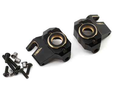 New Treal Hobby Axial SCX10 III CNC Brass Front Steering Knuckles (Black) (2) (66g)