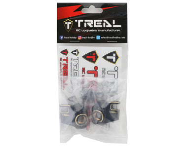 New Treal Hobby Axial SCX10 III CNC Brass Front Steering Knuckles (Black) (2) (66g)