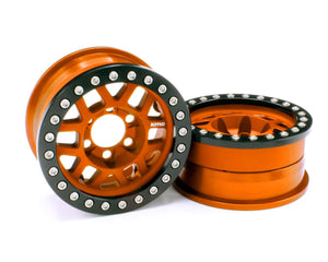 New Vanquish Products 1.9" KMC XD229 Machete V2 CNC Aluminum Crawler Beadlock Wheels (Orange) (2)