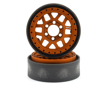 New Vanquish Products 1.9" KMC XD229 Machete V2 CNC Aluminum Crawler Beadlock Wheels (Orange) (2)